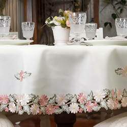 Toalha de Mesa Bordada Requinte Luxo 180 cms Redonda - Argivai